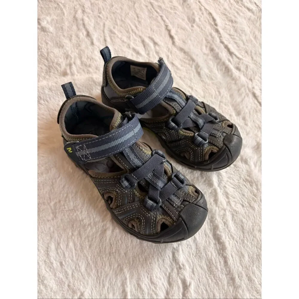 Merrell Boys Sandals Size 10 – Closed Toe Leather Hiking Water Shoes, Adjustable